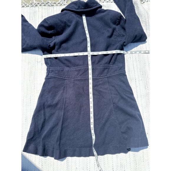 Free People Pea Coat Women Small Navy Blue Two Button Long Sleeve Collar Pockets - Picture 13 of 13